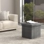 Grauer Songmics Sitzhocker Minota (30x30 cm) mit Stauraum und Leinenoptik.
