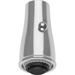 Verchromte Ersatz-Geschirrbrause Samui mit Umstellknopf und Mischdüse.