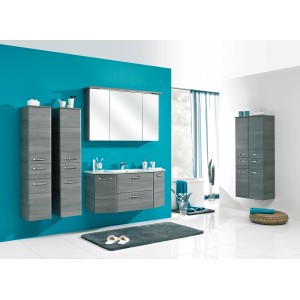 Pelipal Alika Waschbecken 112 cm, weißes Einbauwaschbecken mit Unterschrank und Spiegelschrank.