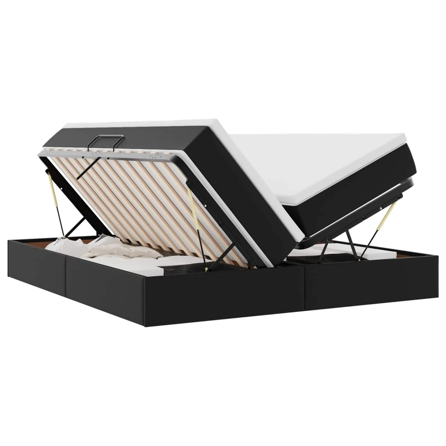 vidaXL Aufbewahrungsbett mit Matratze Schwarz 200 x 200 cm Kunstleder 3370345