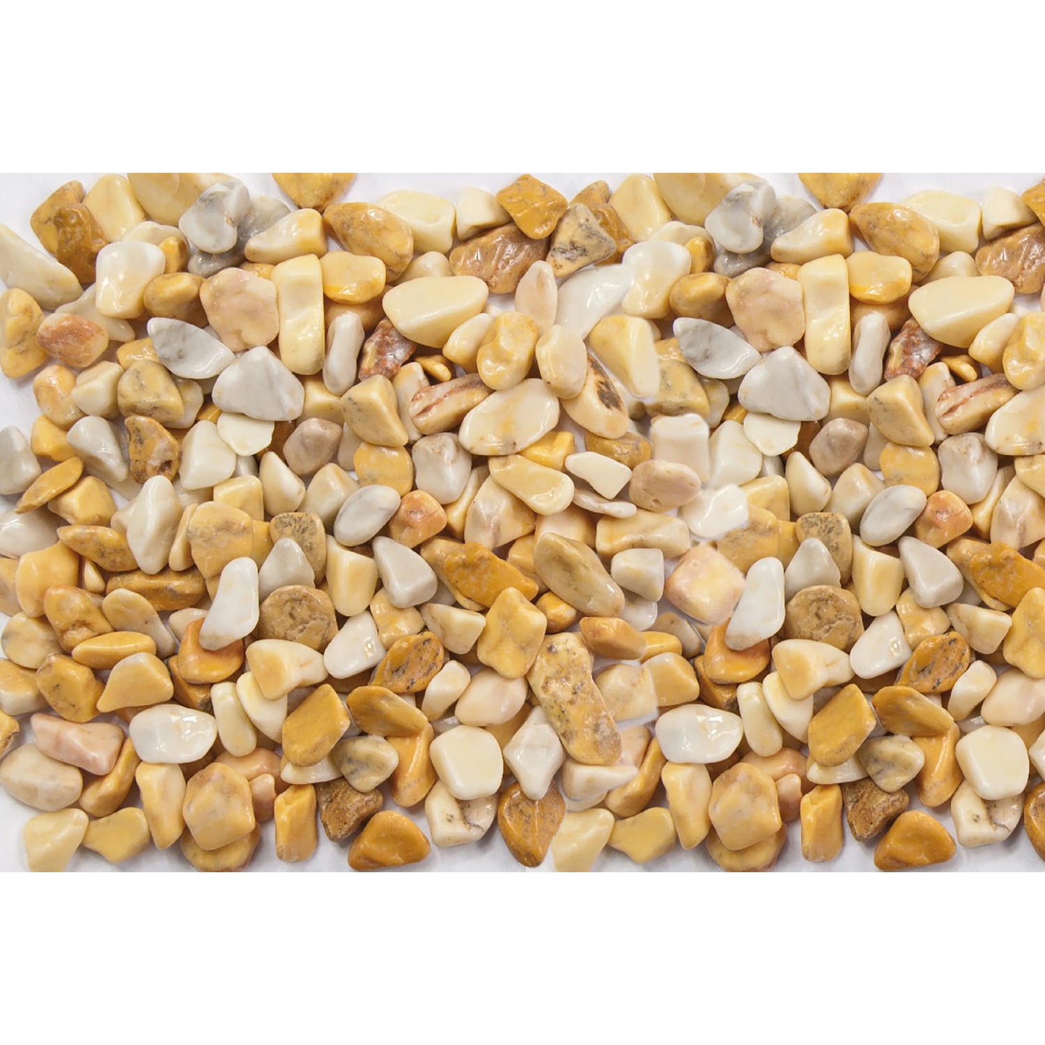 Siena-Gelbe Marmor Zierkiesel, 15-25 mm, ideal für Garten- und Landschaftsbau.