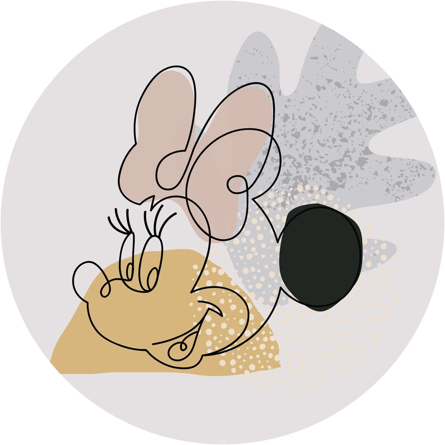 Komar Fototapete Minnie Line Art, glatt, bedruckt, Comic, Retro, mehrfarbig, BxH: 128x128 cm, glatt, bedruckt, selbstklebend