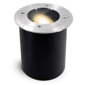 Silberner SSC-LUXon Juavi LED Bodeneinbaustrahler für Außen, schwenkbar, 6W warmweiß.