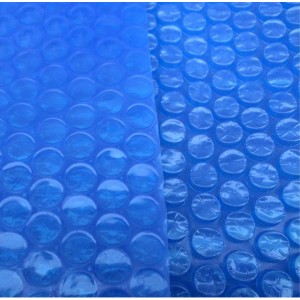Blaue poolomio Solarplane, rechteckig, 376x178 cm, mit Luftpolsterfolie für Pool Abdeckung.