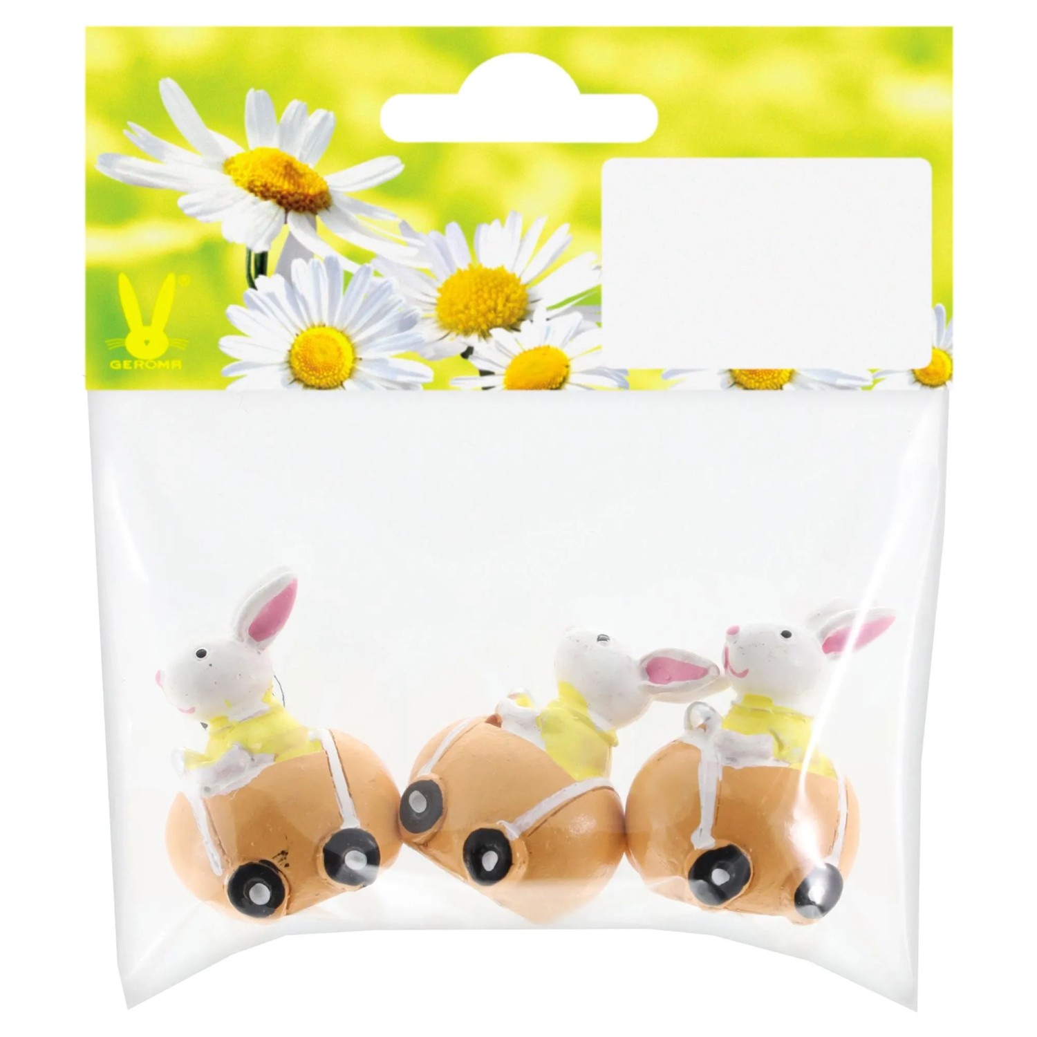 Osterdeko Hasen mit Auto aus Polyresin 3 cm Orange 3 Stück