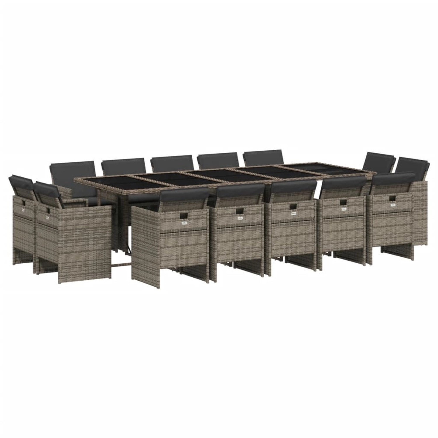 vidaXL 15-Tlg Garten-Essgruppe mit Kissen Grau Poly Rattan 3210692 günstig online kaufen