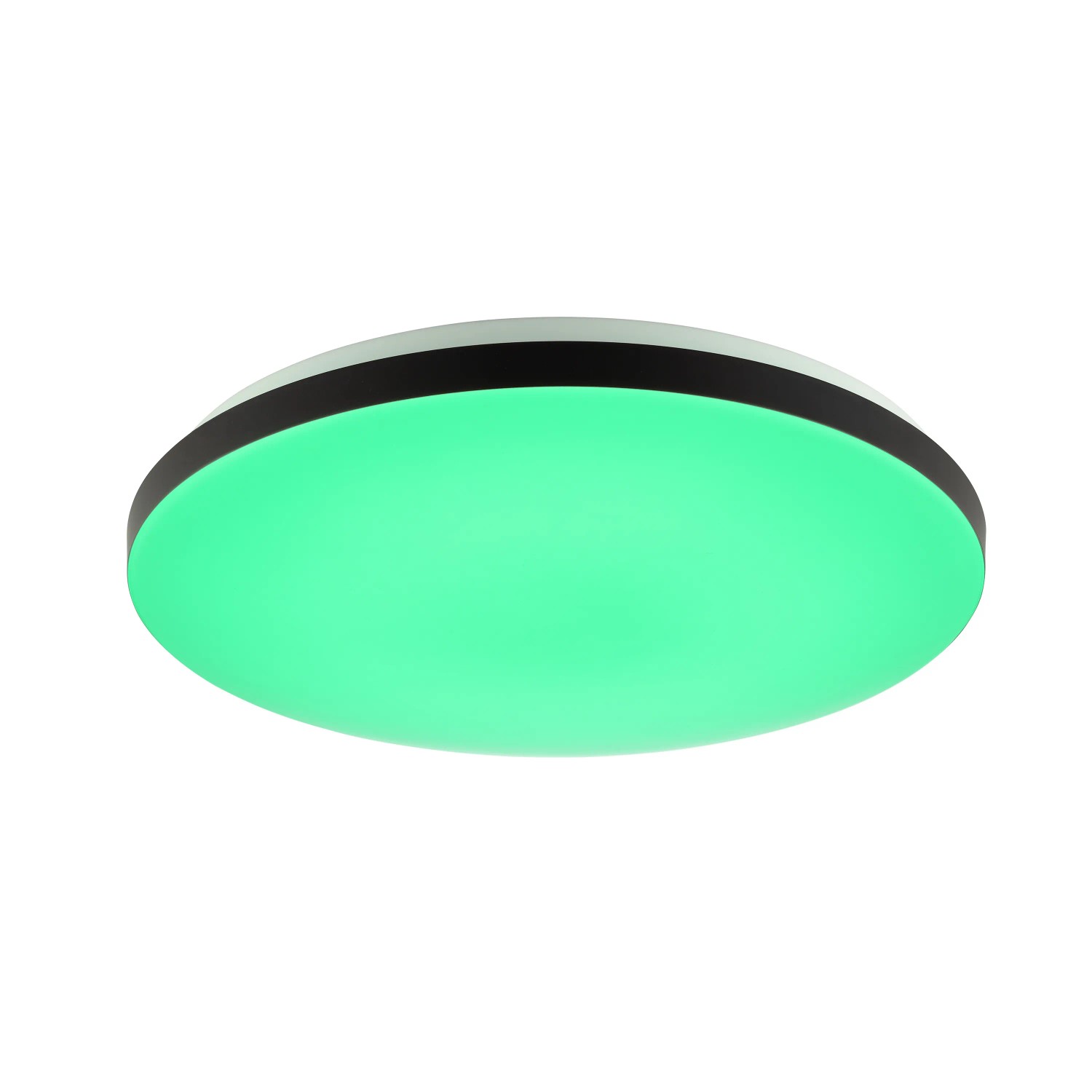 Smarte LED-Deckenleuchte Livio mit RGB-Funktion, weiß-schwarz, Durchmesser 38,5 cm.