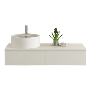 Jet-Line Badset Biel Weiss Hochglanz, 120 cm mit rundem Waschbecken und Unterschrank.