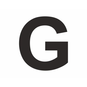 Schwarzer Aufkleber Buchstabe "G", 6 cm hoch, aus PVC-Folie für Schilder.