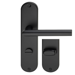 MeinTürgriff Drückergarnitur Liverpool Edelstahl Schwarz Renovierungsschild Langschild Türdrücker Griff WC