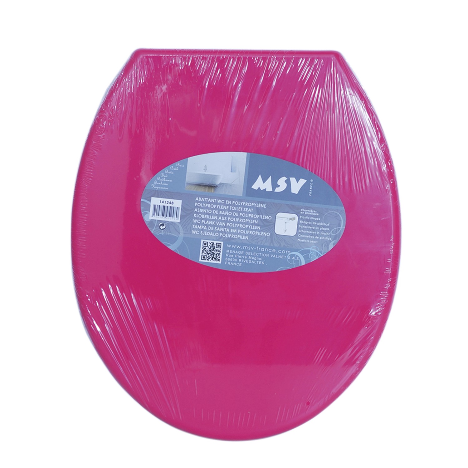 MSV WC-Sitz aus Polypropylen, rosa, 46x37x3,5 cm. Pflegeleichter Toilettendeckel für jedes Bad.