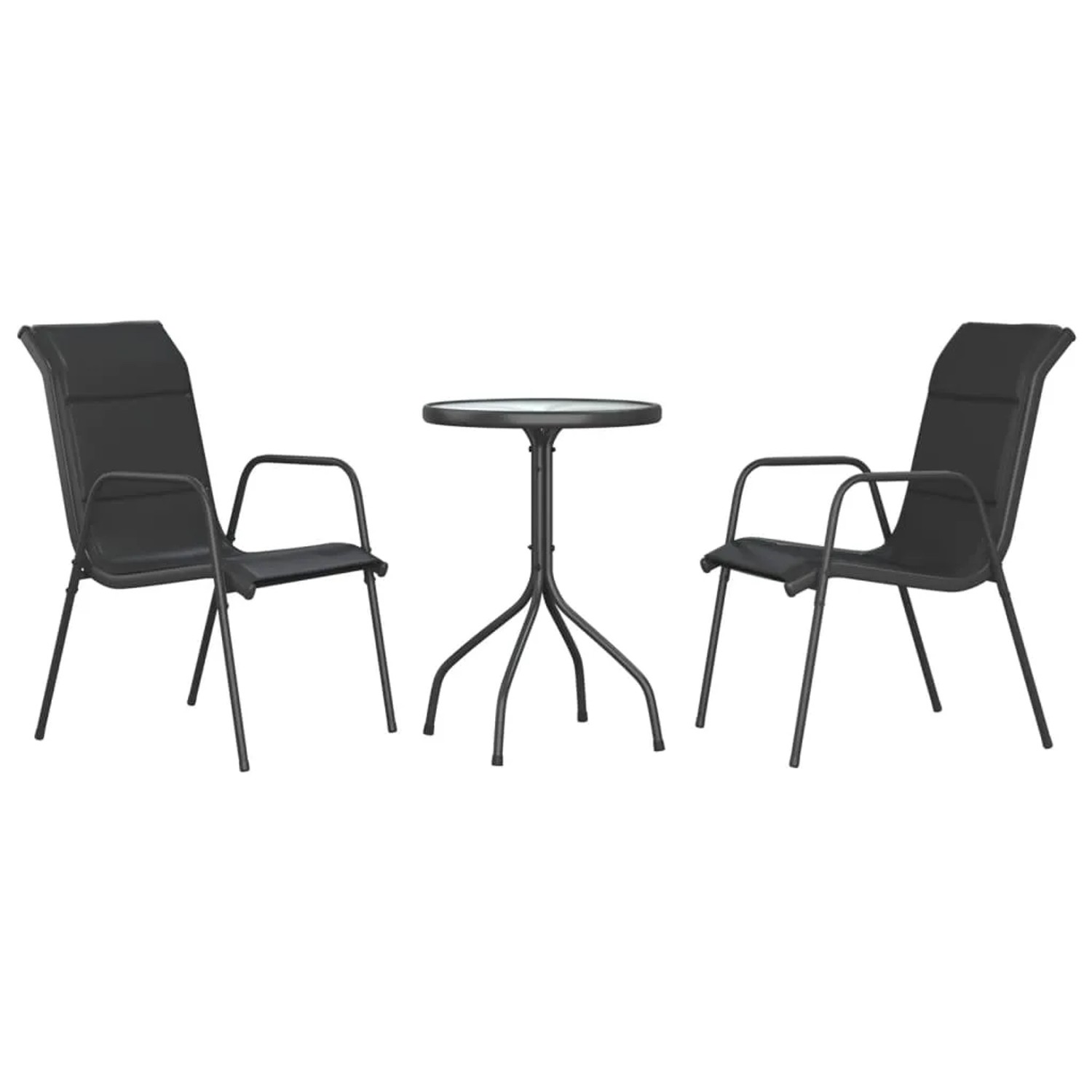 vidaXL 3-Tlg Garten-Essgruppe Schwarz Stahl 3203729