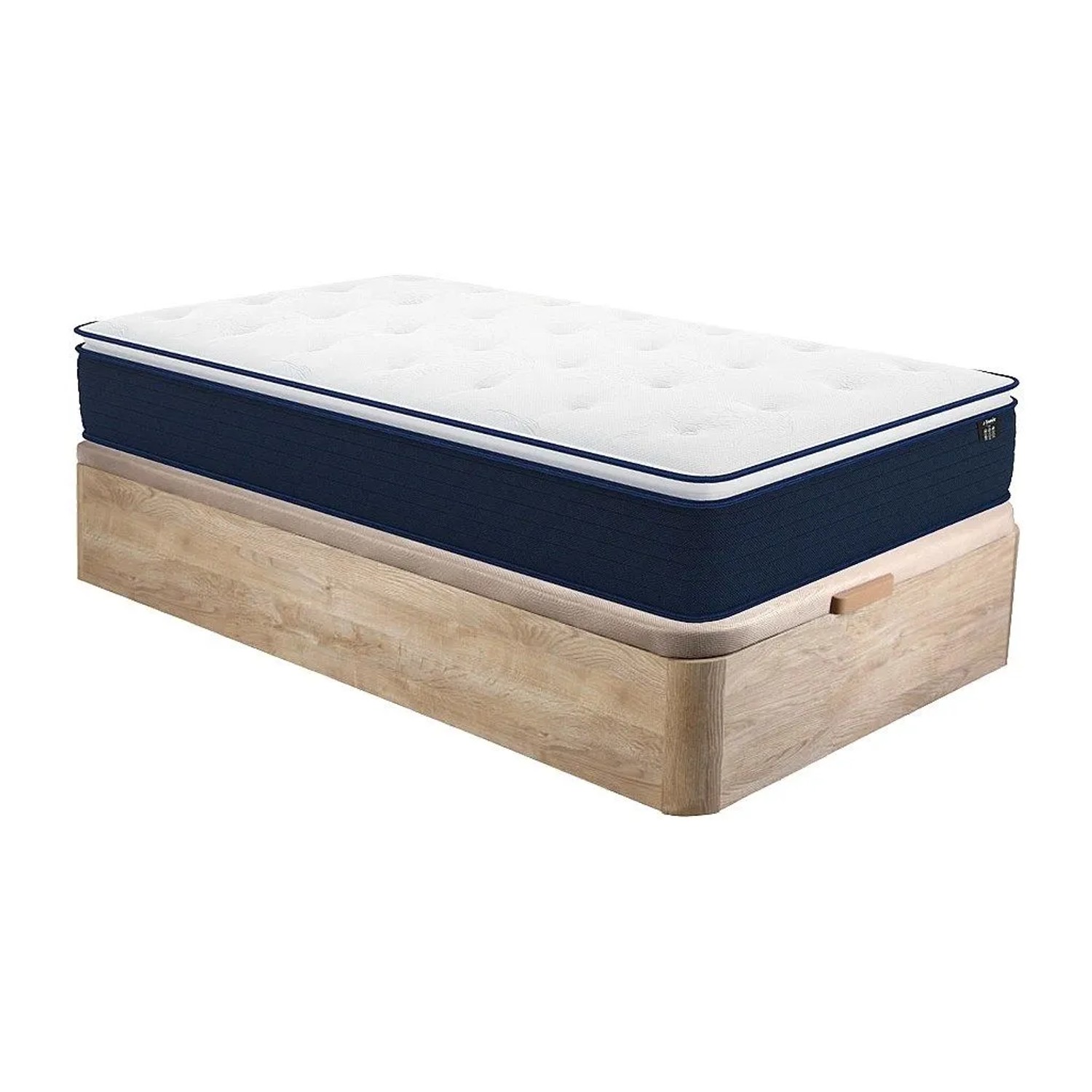 Vente-unique Matratze Und Bettgestell Mit Lattenrost Und Bettkasten Altier Naturfarben Hell 190 cm