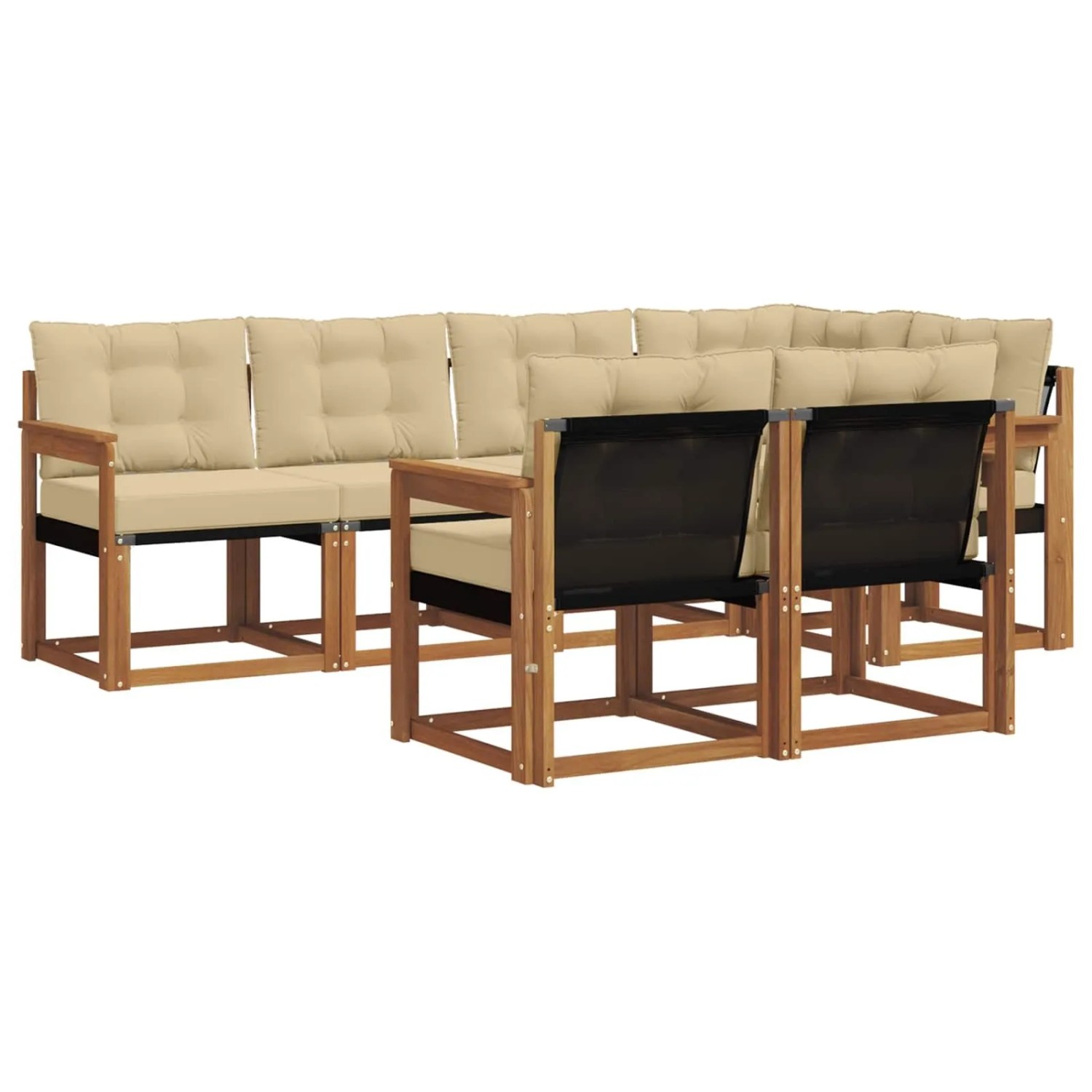 vidaXL Outdoor-Sofagarnitur mit Kissen 7-Tlg Natur und Beige 3368756
