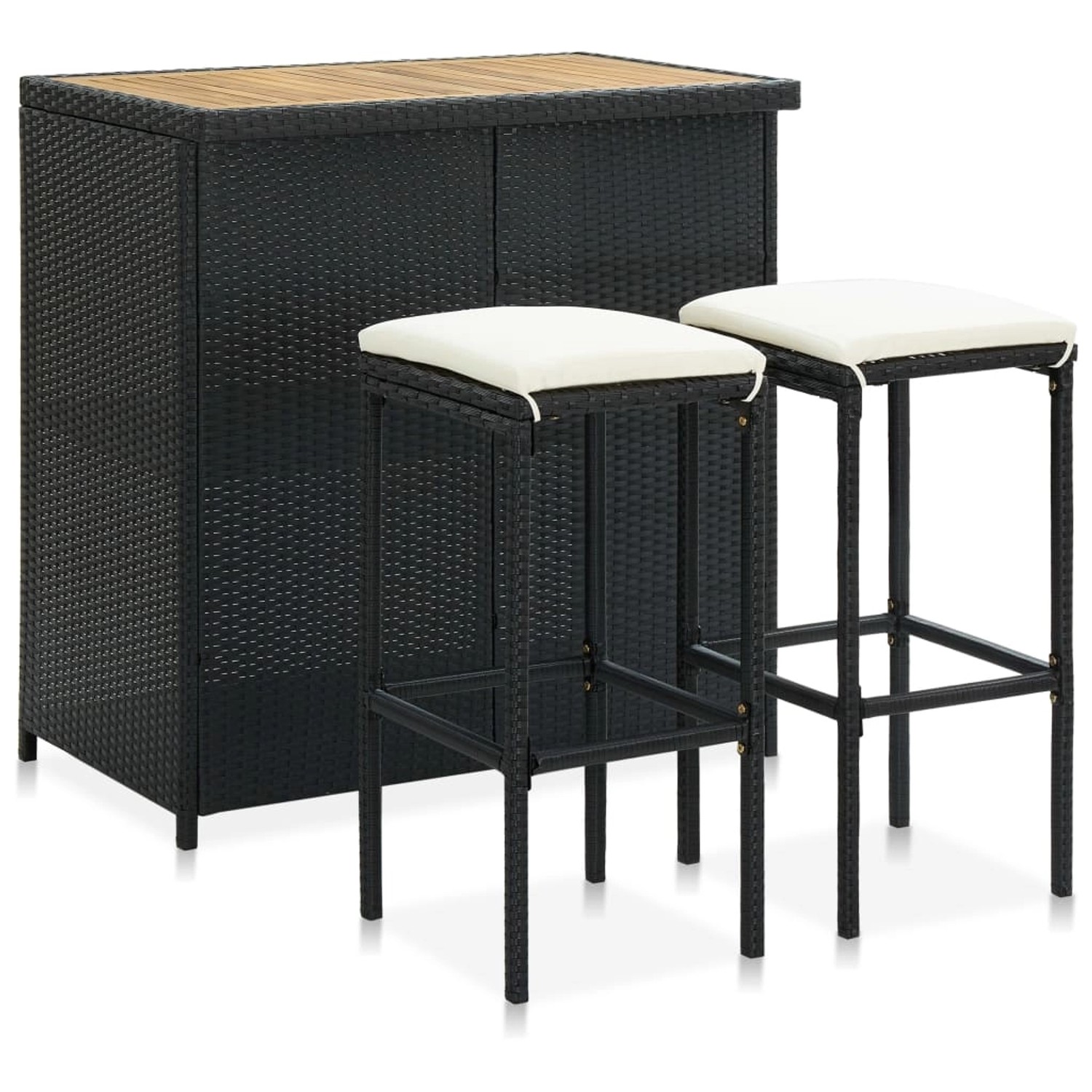 3-tlg. Bar-set Poly Rattan Schwarz günstig online kaufen