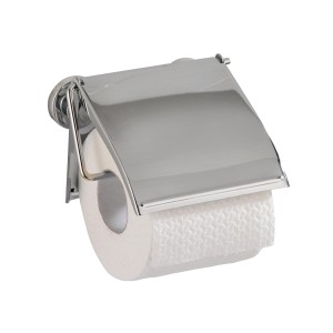 Wenko Toilettenpapierhalter Cover, Chrom, mit Deckel, zur Wandmontage ohne Bohren.