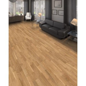 Verlegtes, matt lackiertes Schiffsboden Parkett Eiche Family im Wohnraum.