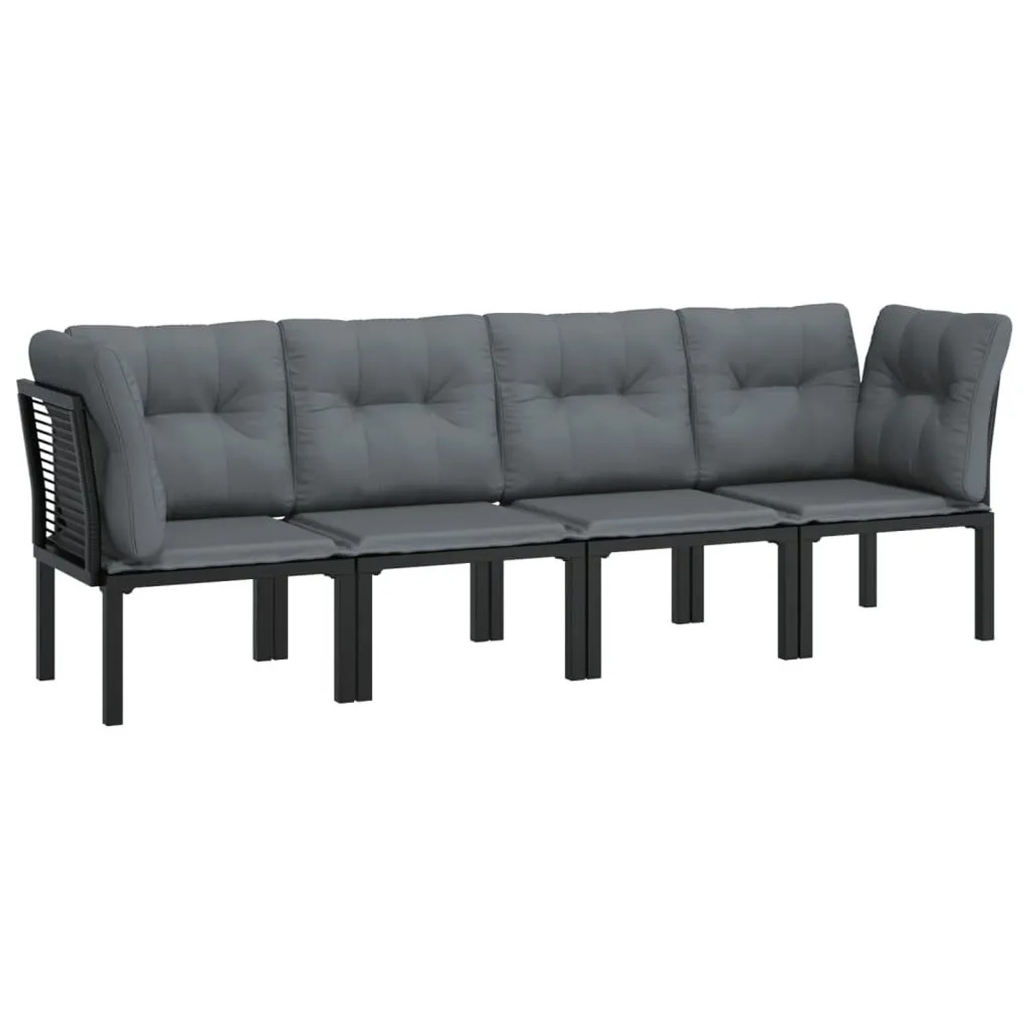 vidaXL 4-Tlg Garten-Lounge-Set Schwarz und Grau Poly Rattan 362802