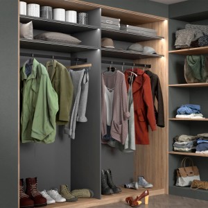 SOTECH Aluminium Schrankrohr 1160 x 30 x 12 mm mit Gummiauflage und Schrankstangenlager Schwarz Matt Eloxiert