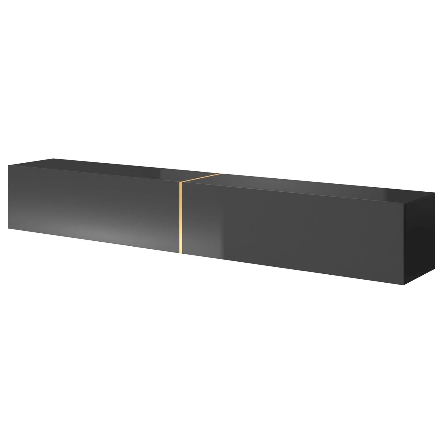 Selsey TV-Hängeboard Bisira 200 cm Schwarz / Gold
