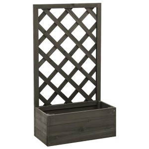 DELUKE Rankkasten Gartenspalier MINO Grau 90x50x25cm Spalier Mit Blumenkasten Mit Rankgitter Rankhilfe Mit Pflanzenkasten