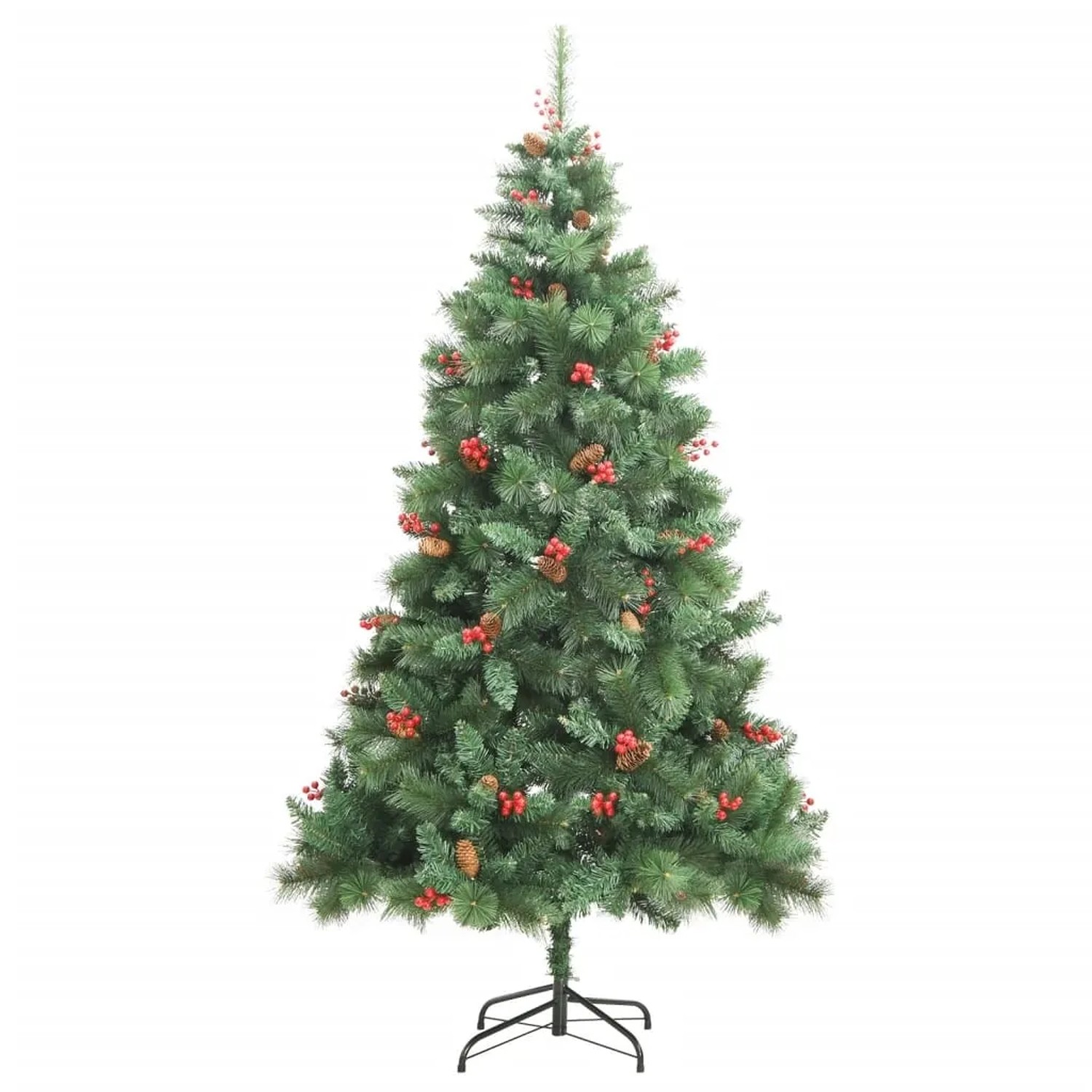 vidaXL Künstlicher Weihnachtsbaum Klappbar mit Zapfen   Beeren 210 cm Modell 1