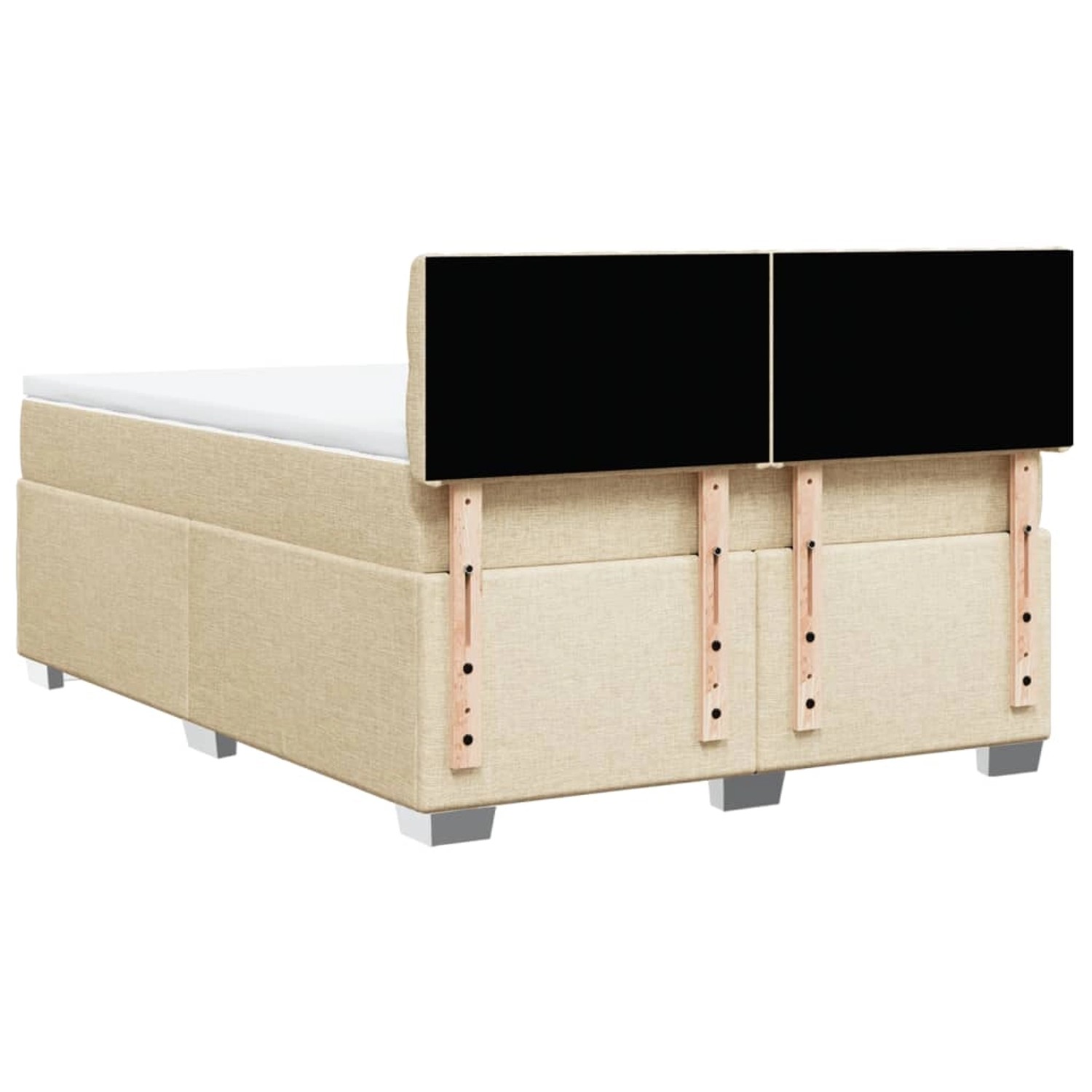 Cremefarbenes vidaXL Boxspringbett 140x200 cm mit Matratze und schwarzem Kopfteil.