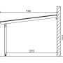 Seitenansicht der Skan Holz Terrassenüberdachung Ancona mit Maßen: 400 cm Tiefe, 243 cm Höhe vorne, 292 cm Höhe hinten.