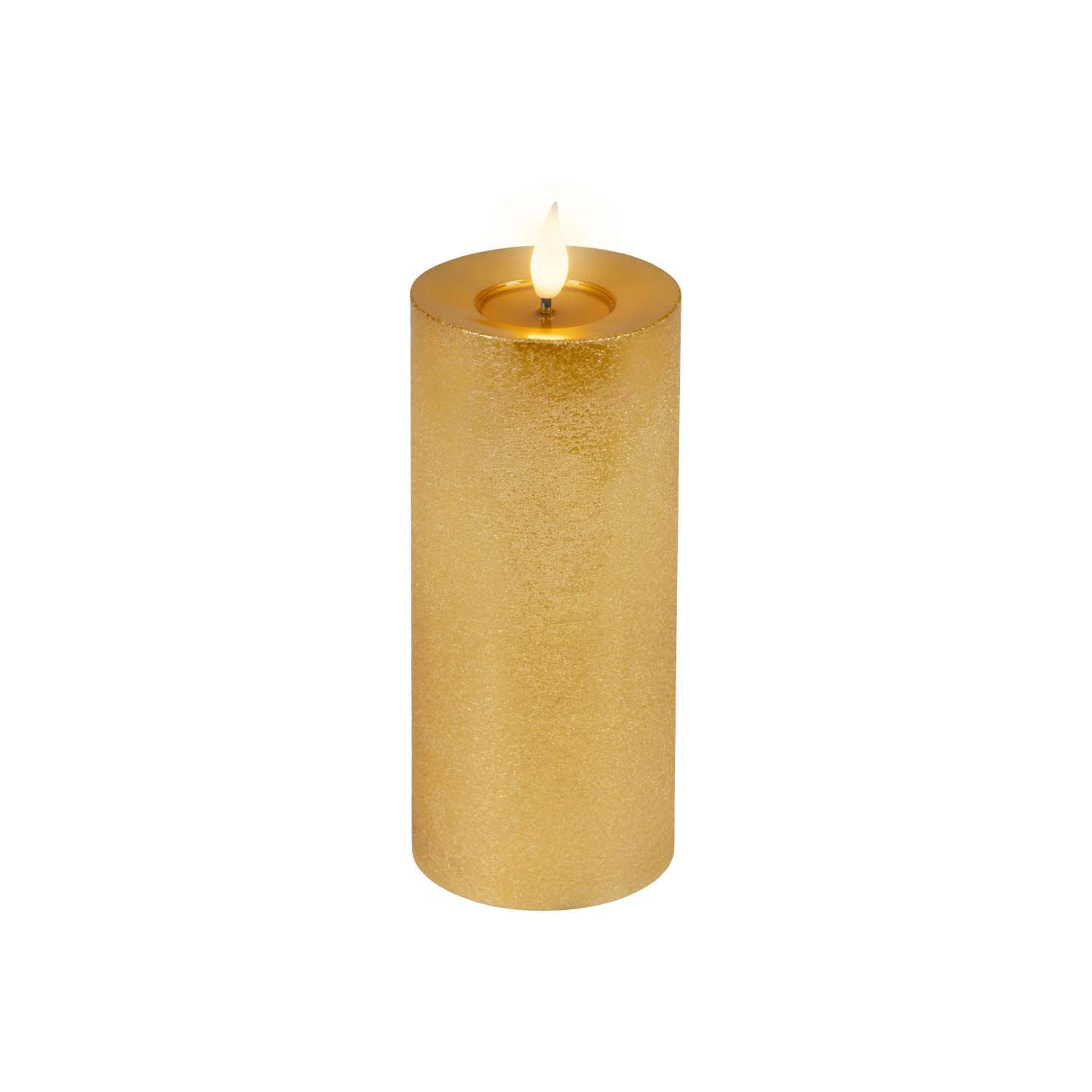 Lumineo LED-Kerze Wachs Ø 7,5 cm x 20 cm Gold