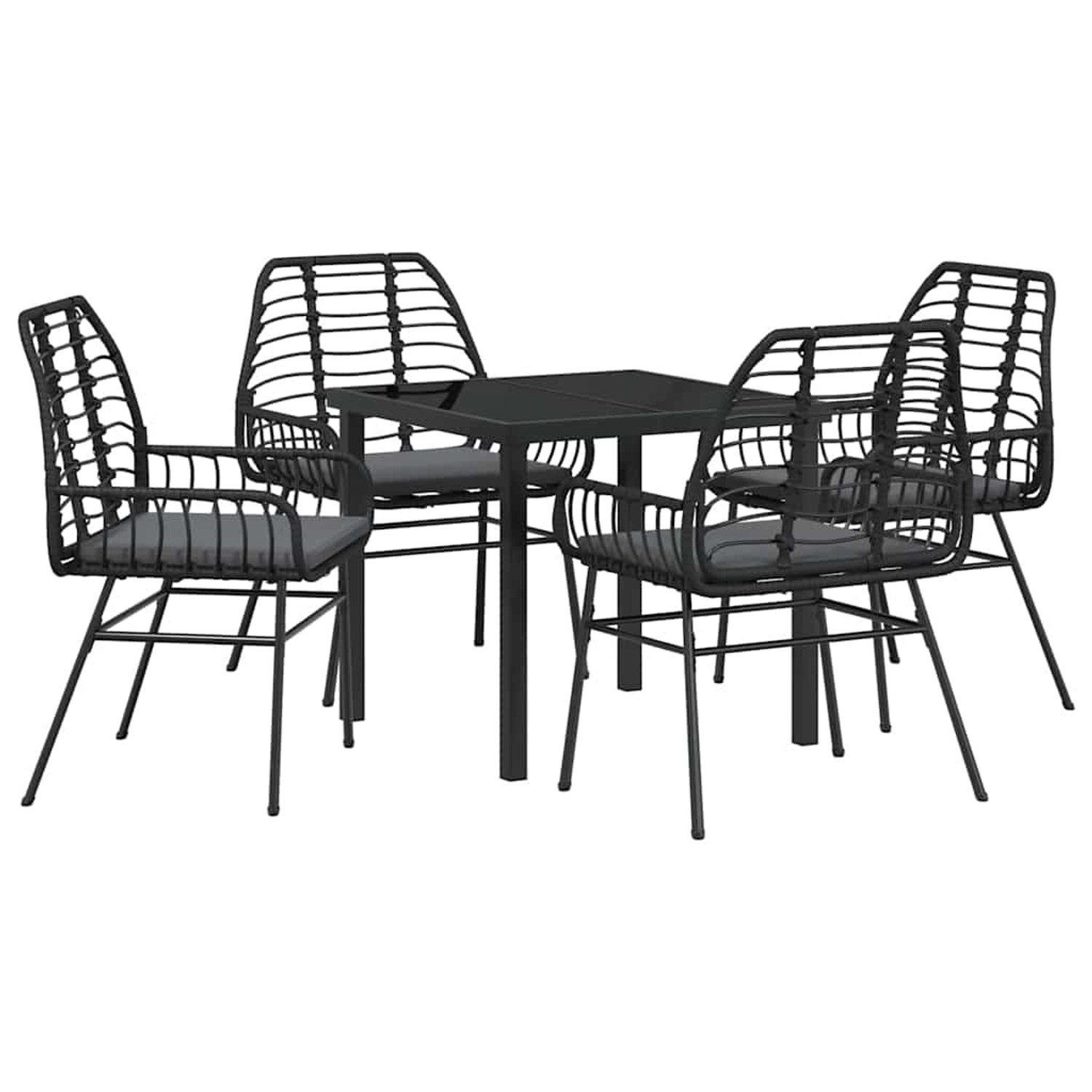 vidaXL Garten Essgruppe 5-Tlg Schwarz Poly Rattan 3380856 günstig online kaufen