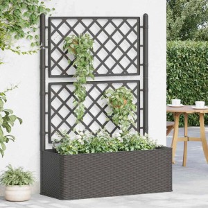 DELUKE Rankkasten Pflanzgefäß BAYO Anthrazit Selbstbewässerungssystem 100x43x142cm Hochbeet Rankgitter Pflanzkasten Blumenkasten Rankhilfe