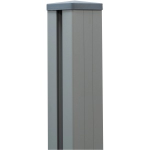 GroJaLumino Pfosten, silbergrau, 9x9x190 cm, mit Kappe zum Aufdübeln. Zubehör für Zaunbau & Sichtschutz.