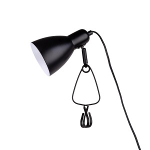 Schwarze Näve Klemmleuchte Mara, 28 cm, mit Metallklemme und Schalter.
