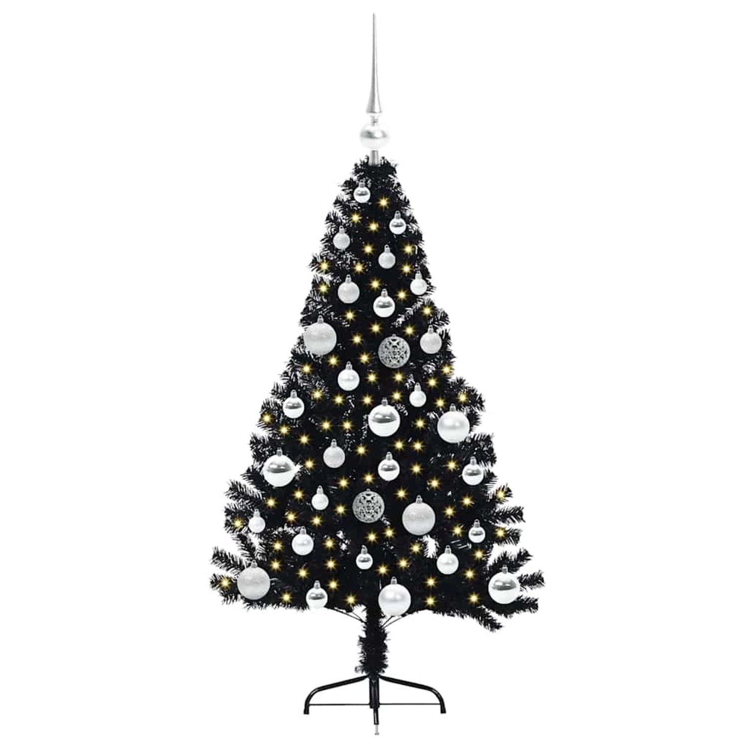 vidaXL Künstlicher Vorbeleuchteter Weihnachtsbaum Schwarz 120 cm PVC 3397120