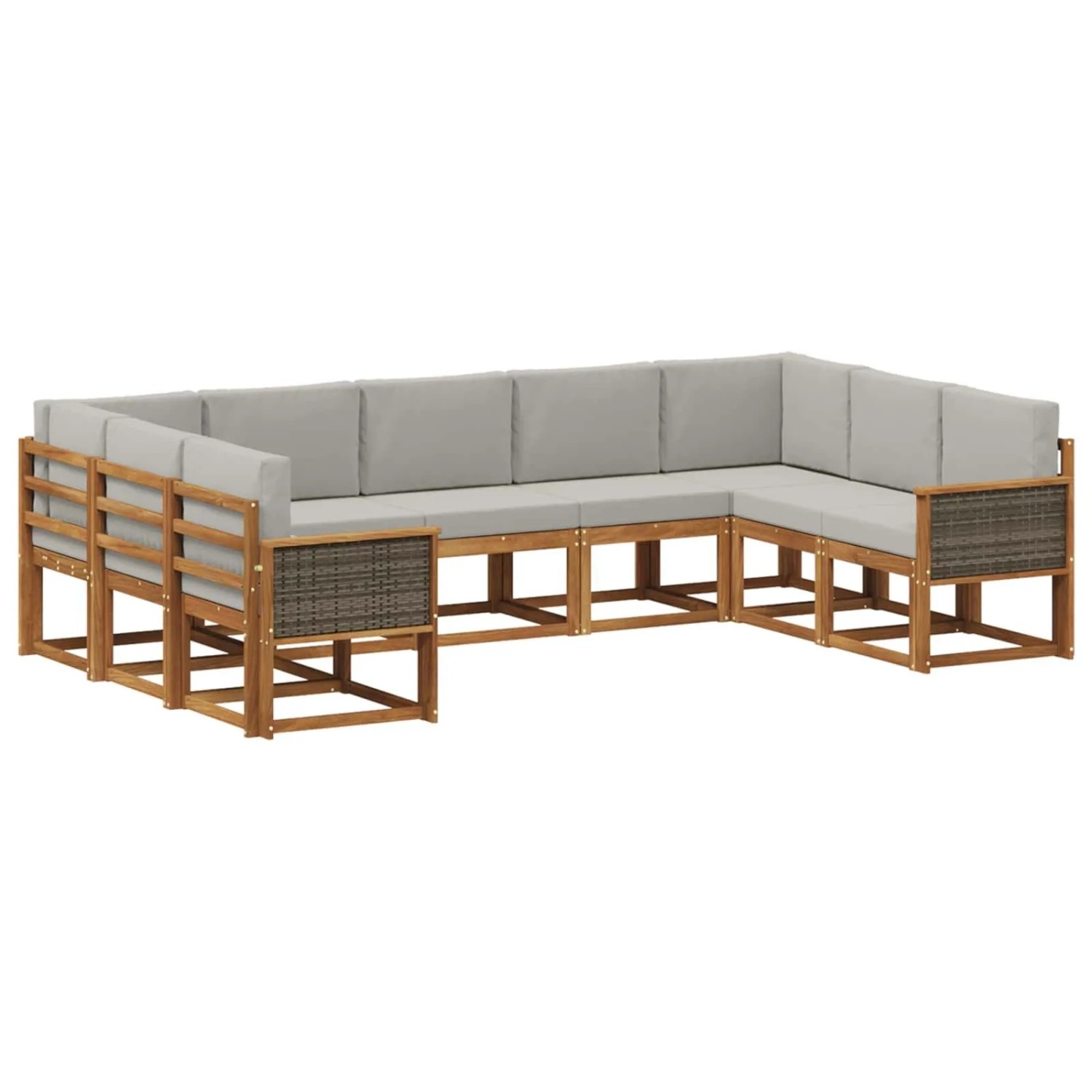 vidaXL Outdoor-Sofagarnitur mit Kissen 9 Stk Natur und Hellgrau 3385527