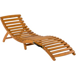 Merxx Sonnenliege Honopu aus geöltem Akazienholz, klappbar und mit Griff für einfachen Transport.
