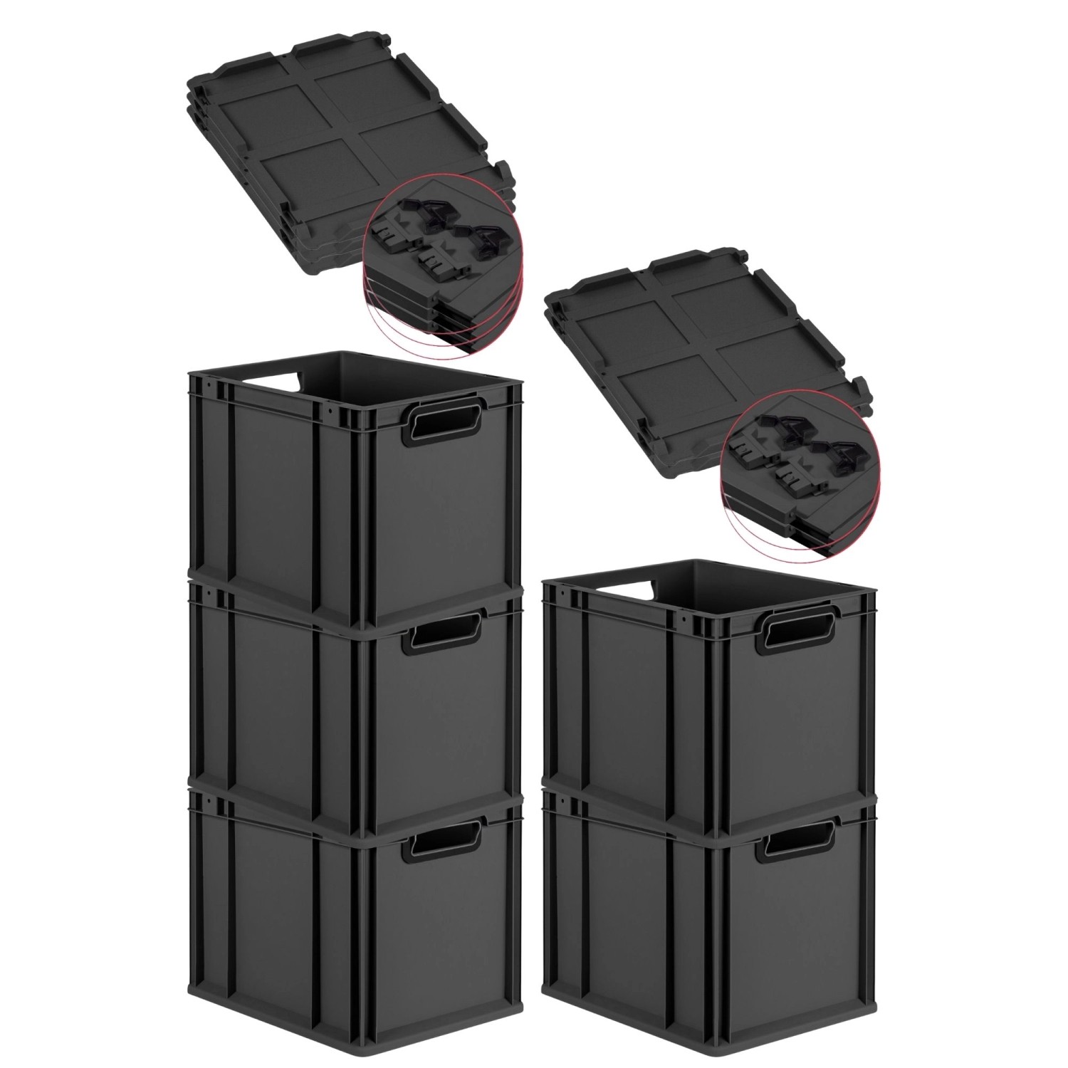 PROREGAL SuperSparSet 5x Eurobox Nextgen Color Mit Scharnierdeckel HxBxT 32 günstig online kaufen