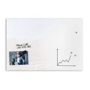 KARAT Glas Whiteboard Lissabon 45x30cm mit Notizen und Graph, vielseitig einsetzbar.