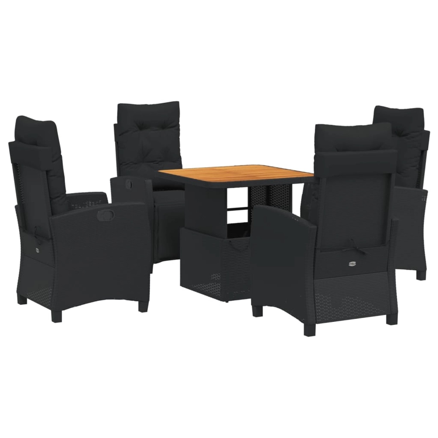 vidaXL 5-Tlg Garten-Essgruppe mit Kissen Schwarz Poly Rattan 3277388