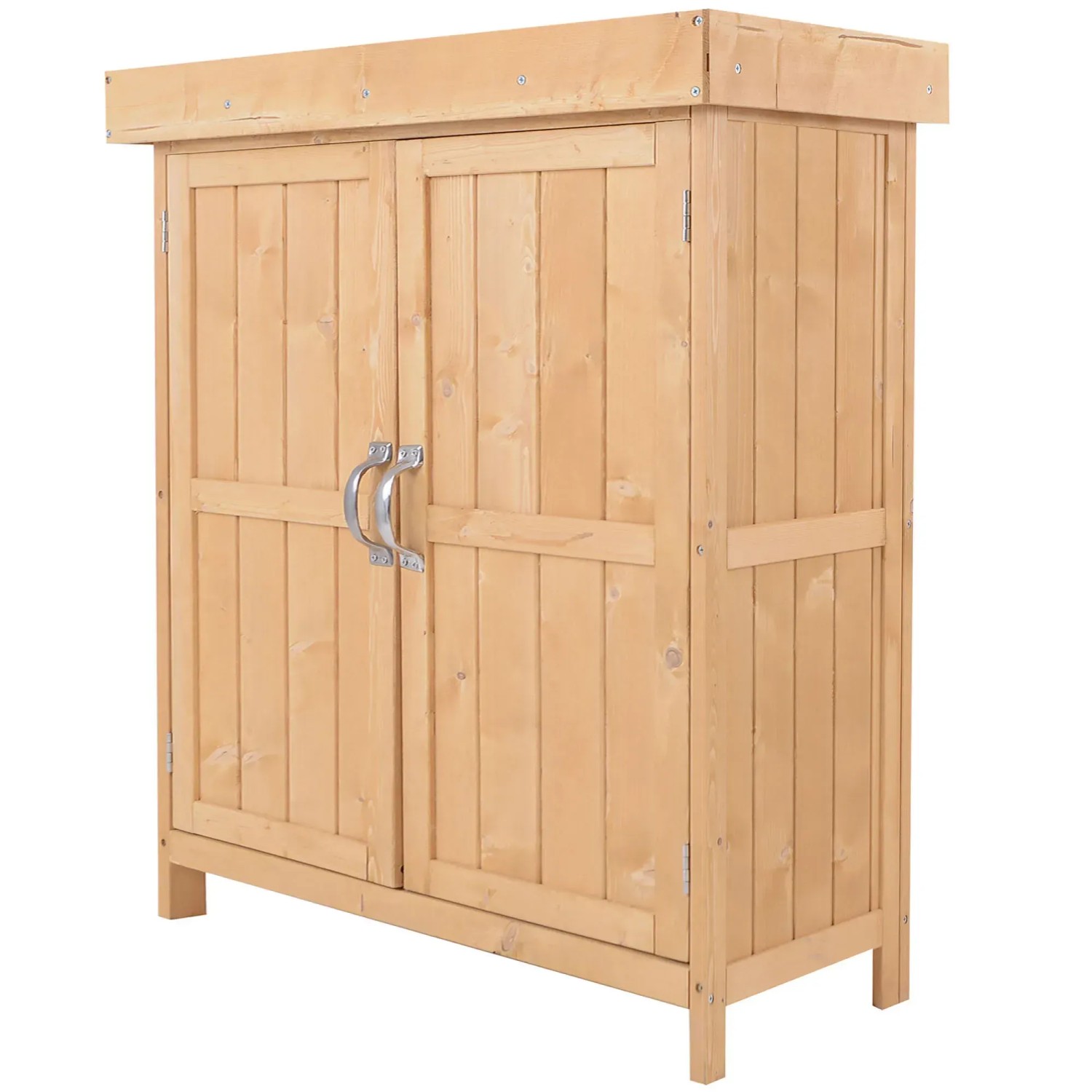 Outsunny Gartenschrank mit 2 Fächern Tannenholz 74 x 43 x 88 cm
