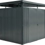 Floraworld Metall-Gerätehaus in Anthrazit, 6,43 m², mit Doppeltür. Ideal zur Gartenaufbewahrung.