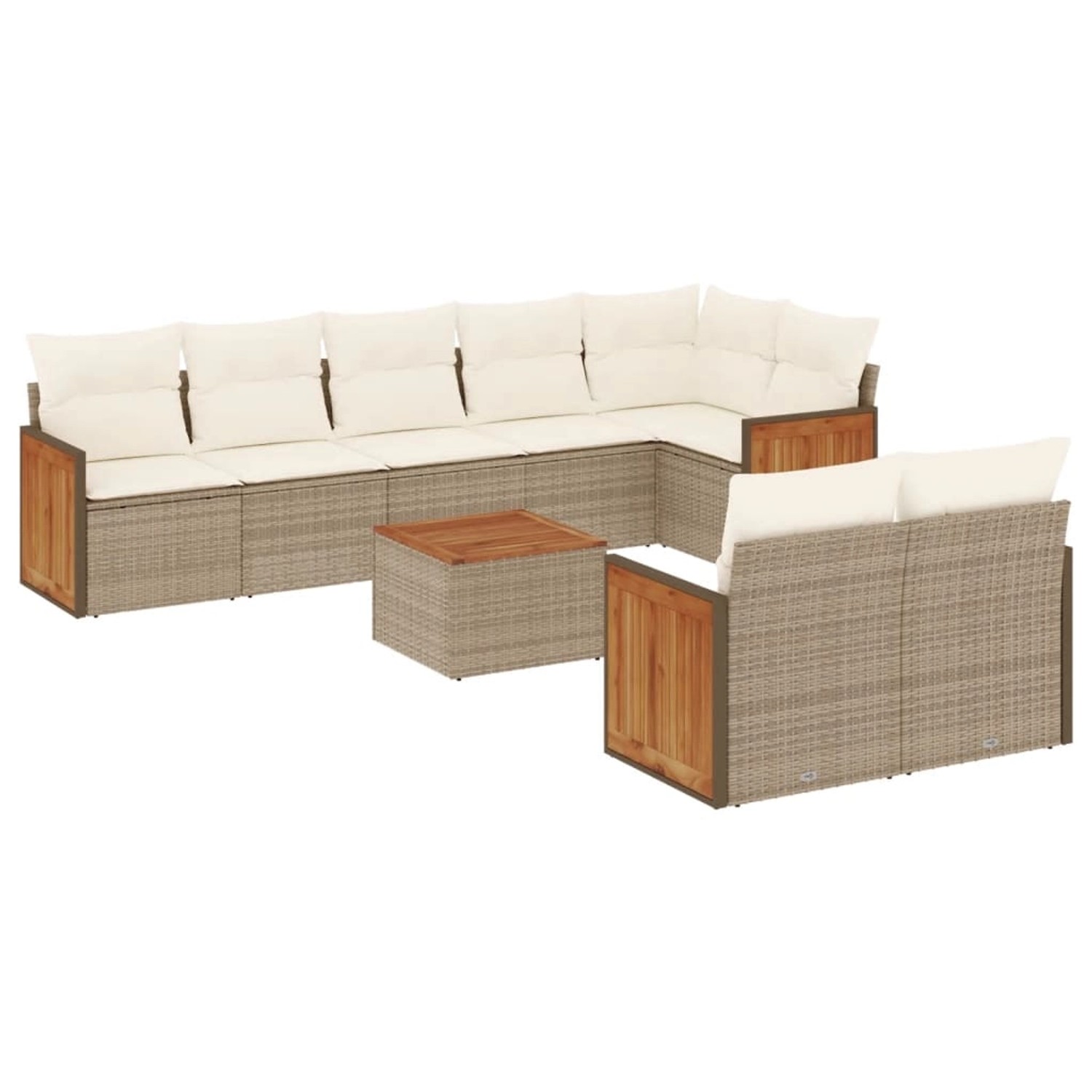 vidaXL 9-Tlg Garten-Sofagarnitur mit Kissen Beige Poly Rattan 3260238 günstig online kaufen