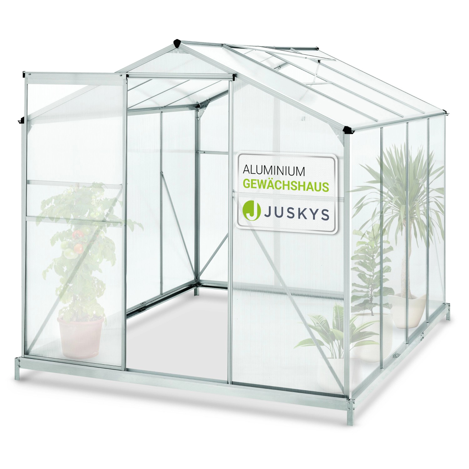 Juskys Aluminium Gewächshaus GH250F1 4,75m² mit 1 Dachfenster inklusive Fun günstig online kaufen
