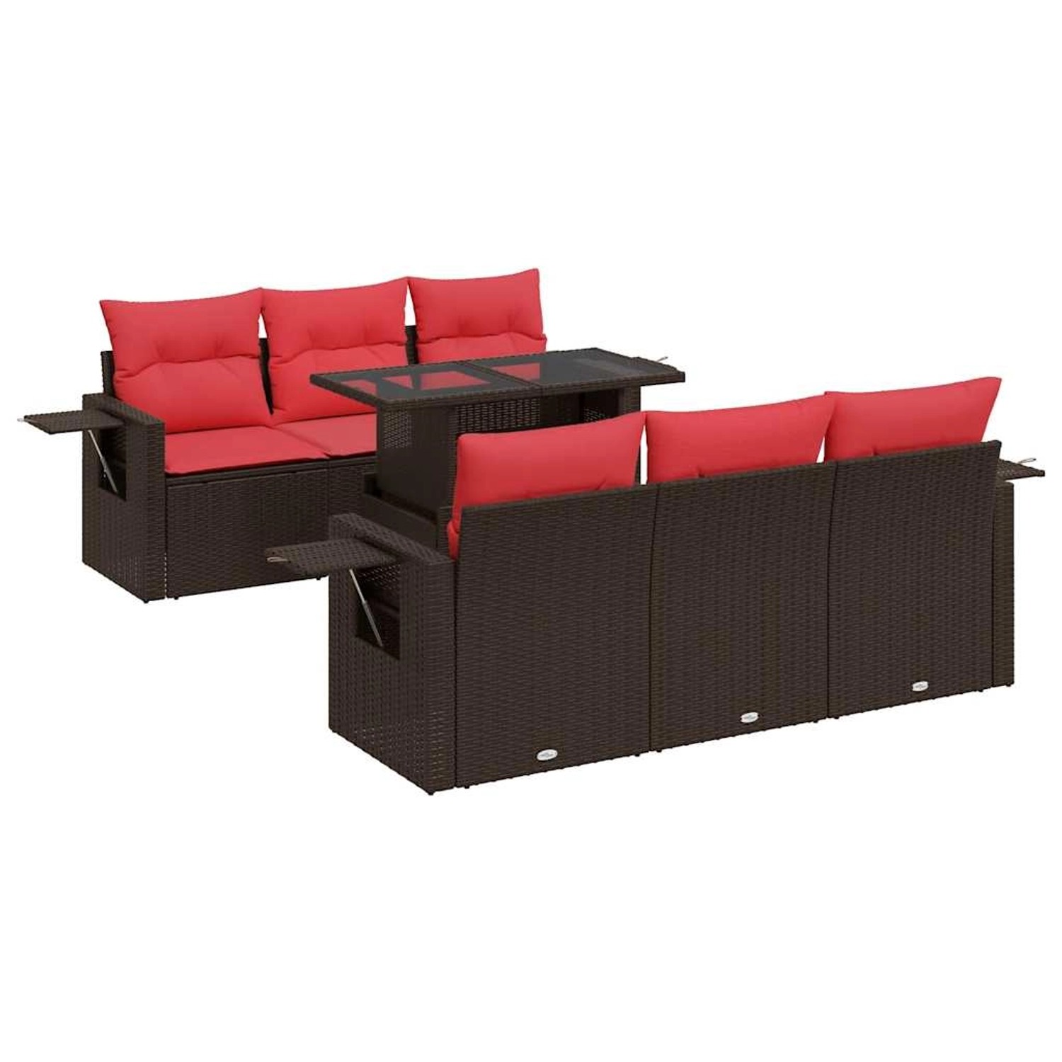 vidaXL 7-Tlg Garten-Sofagarnitur mit Kissen Braun Poly Rattan Akazie 332642 günstig online kaufen