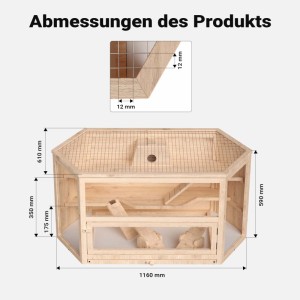 Wiltec Xxl Nagerkäfig 1150X600X580Mm Holz Kleintierhaus Hamsterkäfig Mäusekäfig