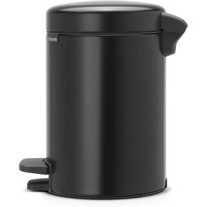Schwarzer PROREGAL Tretmülleimer, 3 Liter, aus Metall mit Soft-Verschluss.