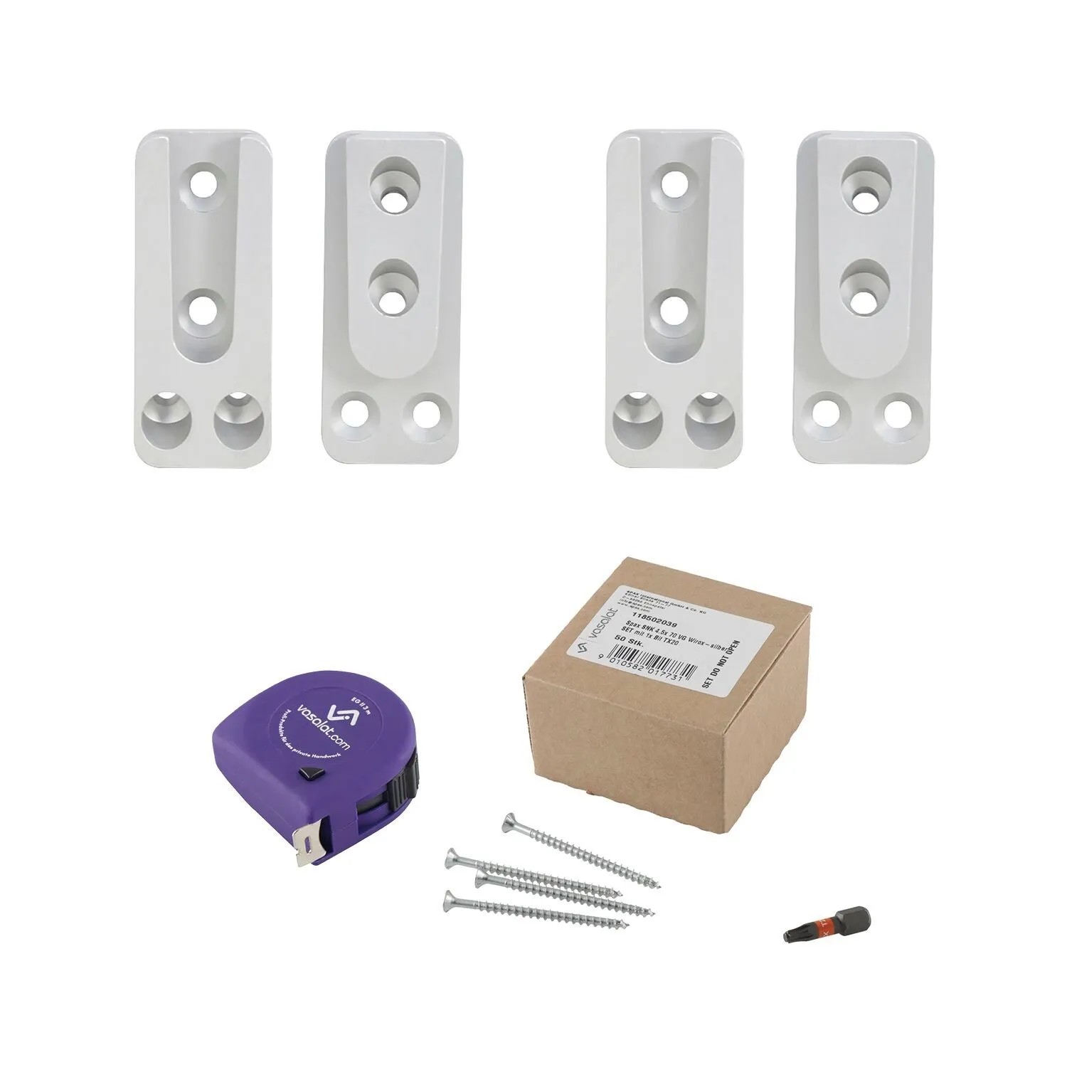 vasalat Set HVP Schwerlastverbinder 25x60x12 mm mit Spaxschrauben T-Star Plus & Bit TX20