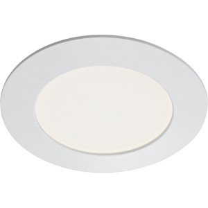 Weiße, runde Briloner LED-Einbauleuchte aus Kunststoff, 12 cm Durchmesser. Neutralweißes Licht.