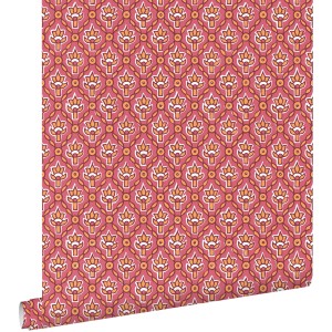 ESTAhome Vliestapete mit rosa Blumenmuster. Detailreiches, wiederholendes Design für dekorative Wände.