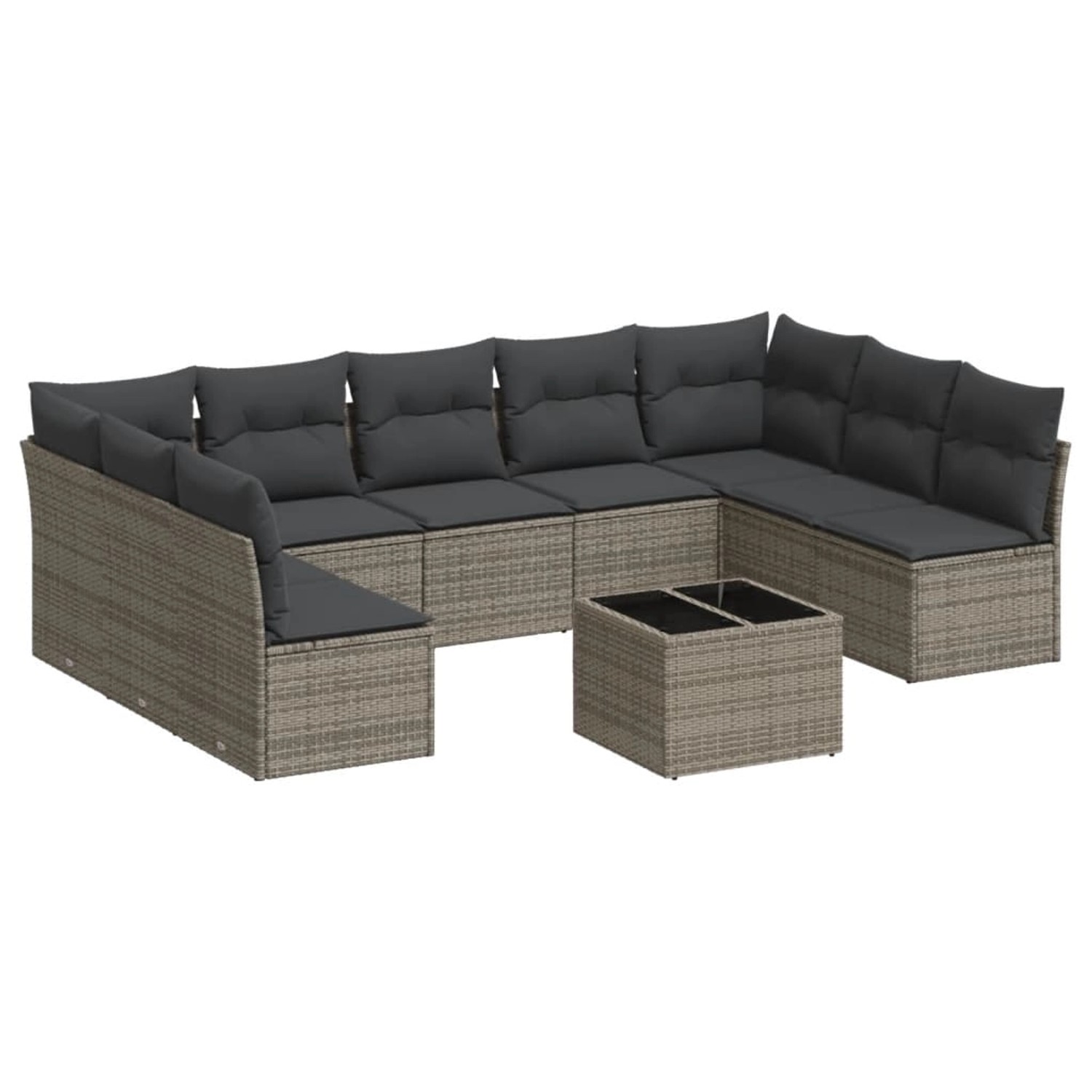 vidaXL 10-Tlg Garten-Sofagarnitur mit Kissen Grau Poly Rattan 3218080 günstig online kaufen